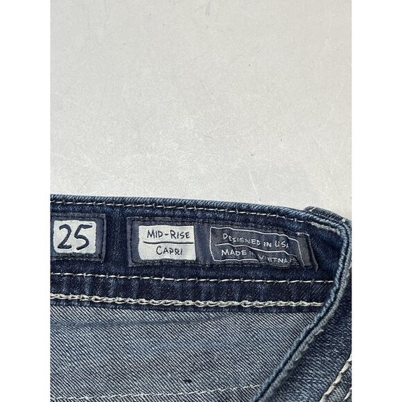 MISS ME Denim Women's Embellished Mid Rise Capri Jeans Sz 25 - Picture 8 of 9